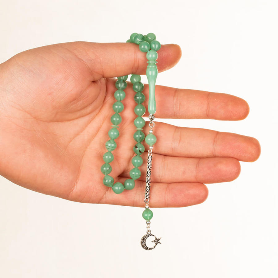 Sıkma Kehribar Sığırcık Kesim Ay Yıldız Püsküllü Tesbih