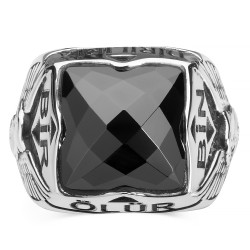 Silver Eagle Motive Mens Ring with One of Us Dies A Thousand Rises Phrase - 3