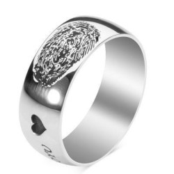 Silver Fingerprint Wedding Band Necklace - 6