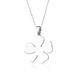 Silver Four Leaf Clover Womens Necklace - 1