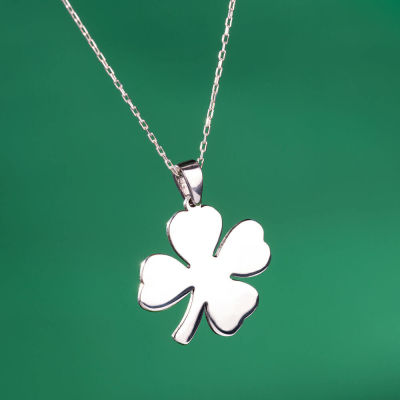 Silver Four Leaf Clover Womens Necklace - 4