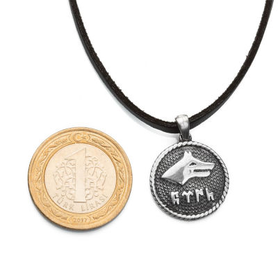 Silver Gokturkish Mens Necklace with Grey Wolf - 3