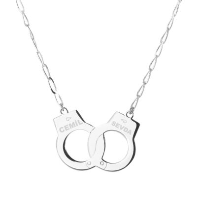 Silver Handcuffs Couples Necklace - 1