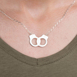 Silver Handcuffs Couples Necklace - 2