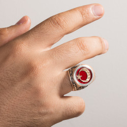 Silver Heroes Ring with Crescent Star - 6