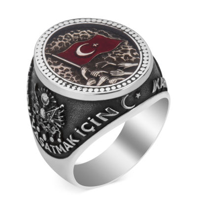 Silver Heroes Ring with Turkish Nation Motive - 1
