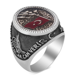 Silver Heroes Ring with Turkish Nation Motive - 3