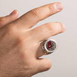 Silver Heroes Ring with Turkish Nation Motive - 5