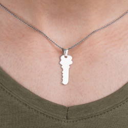 Silver Lock and Key Couples Necklace - 4