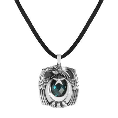 Silver Mens Necklace with Eagle Head Talon - 1
