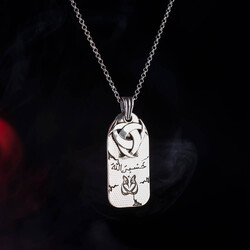 Silver Mens Necklace with Hoopoe and Teskilati Mahsusa Symbol - 2