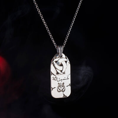 Silver Mens Necklace with Hoopoe and Teskilati Mahsusa Symbol - 2