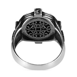 Silver Mens Ring with Anchor and Compass Ornaments - 3