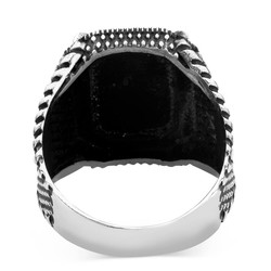 Silver Mens Ring with Black Onyx Stone - 3