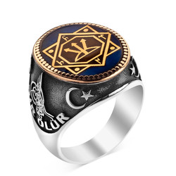 Silver Mens Ring with Oguz Kagan Seal Engraved with One of us Dies a Thousand Rises - 2