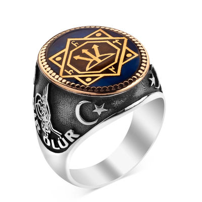 Silver Mens Ring with Oguz Kagan Seal Engraved with One of us Dies a Thousand Rises - 2