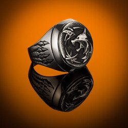 Silver Mens Witcher Ring - 5