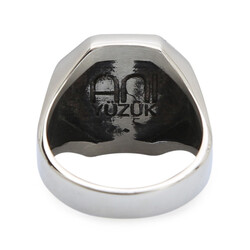 Silver Mens Zodiac Sign Scorpio Ring Silver-Bronze Color Sides Plain Model - 3