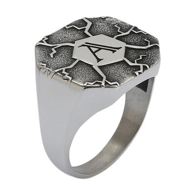 Silver Octagonal Male Letter Ring Model 1 - 1