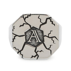 Silver Octagonal Male Letter Ring Model 2 - 2