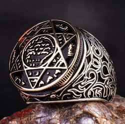 Silver Seal of Solomon Mens Ring - 4