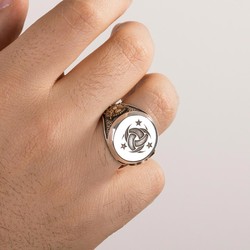 Silver Teskilati Mahsusa Ring with Ottoman Crest - Crescent Star - 6