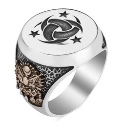 Silver Teskilati Mahsusa Ring with Ottoman Crest - Crescent Star - 3