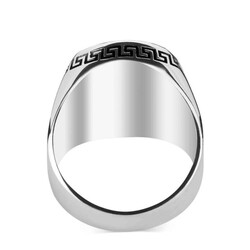 Simple Model White Turquoise Stone Sterling Silver Men's Ring - 4