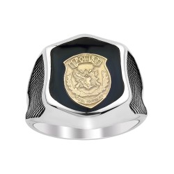 Siyah Mine Üzerine Polis Özel Harekat Amblemli Yüzük - Anı Yüzük