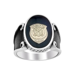 Siyah Mineli Polis Özel Harekat Amblemli Yüzük - Anı Yüzük
