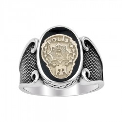 Siyah Mineli Polis Yüzüğü - Anı Yüzük