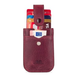 Slide Anıtolia Hakiki Crazy Deri Çekmeli İnce Kartlık Bordo - Anı Yüzük