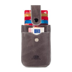 Slide Anıtolia Hakiki Crazy Deri Çekmeli İnce Kartlık Gri - Anı Yüzük