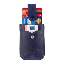 Slide Anıtolia Hakiki Crazy Deri Çekmeli İnce Kartlık Mavi - Anı Yüzük