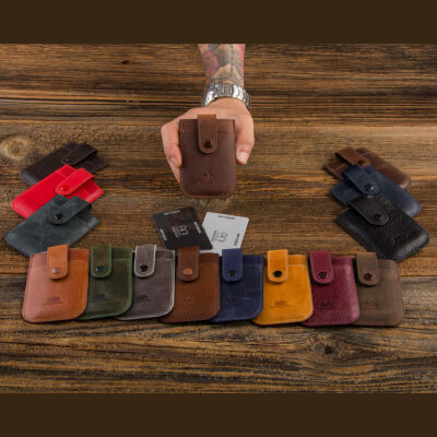 Slide Anıtolia Hakiki Crazy Deri Çekmeli İnce Kartlık Cüzdan (Karışık Renk) - 1