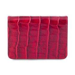 Anıtolia Spor Tasarım Çıtçıtlı Kroko Deri Erkek Kartlık Cüzdan Bordo-Kırmızı - Anı Yüzük