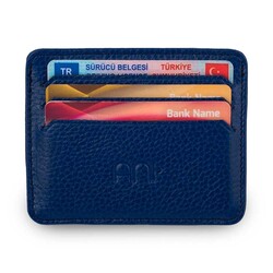 Spor Tasarım Hakiki Deri Mini Kartlık Cüzdan Lacivert - Anı Yüzük