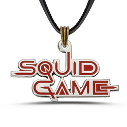 Squid Game Kolyesi 925 Ayar Gümüş Erkek Kırmızı Deri İpli - 1