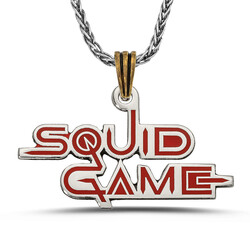Squid Game Kolyesi 925 Ayar Gümüş Erkek Kırmızı Zincirli Model1 