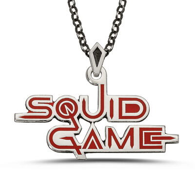 Squid Game Kolyesi 925 Ayar Gümüş Erkek Kırmızı Zincirli Model2 - 1