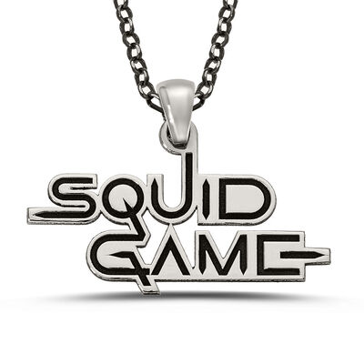 Squid Game Kolyesi 925 Ayar Gümüş Erkek Siyah Zincirli Model2 - 1