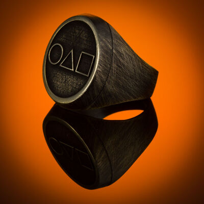 Squid Game Ring 925 Sterling Silver Mens Tumbled Model - 6