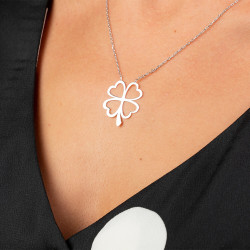 Sterling Silver Four Leaf Clover Womens Necklace - 2