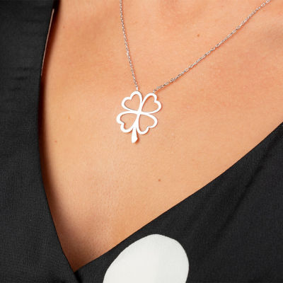 Sterling Silver Four Leaf Clover Womens Necklace - 2