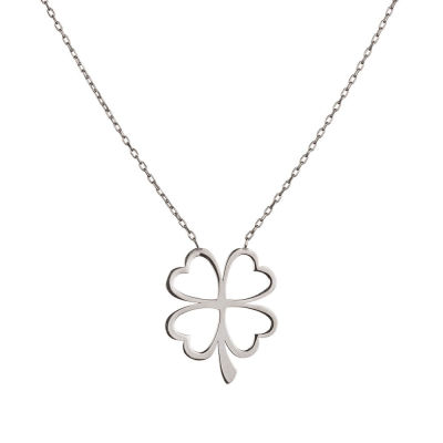 Sterling Silver Four Leaf Clover Womens Necklace - 1