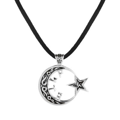 Sterling Silver Gokturkish Mens Necklace with Crescent Star - 1