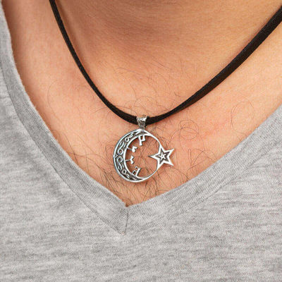 Sterling Silver Gokturkish Mens Necklace with Crescent Star - 3