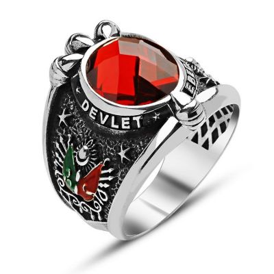 Sterling Silver Mens Eternal State Ring with Eagles Talon - 1