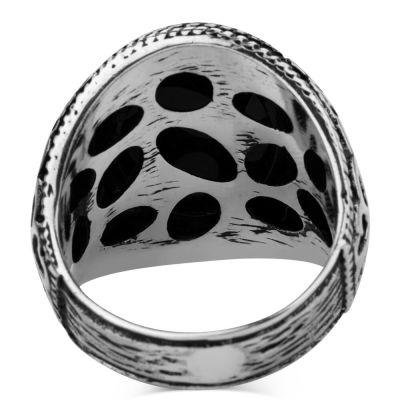 Sterling Silver Mens Ring with Black Onyx Stone - 3