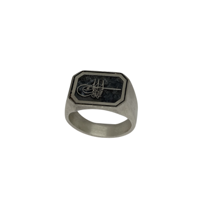 Sterling Silver Mens Ring with Blue Tigereye Stone - 4